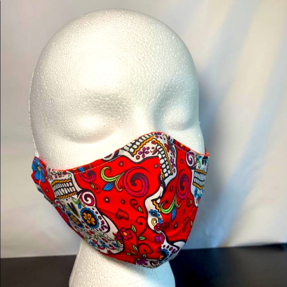 Handmade Face Mask Day of the Dead Skulls Print